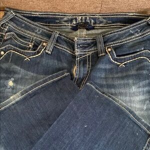 Ariat Blue Bootcut Jeans with Vintage Distressed Look